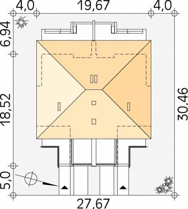 Rzut projektu Larus (CE) - Usytuowanie na działce