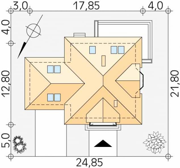 Rzut projektu Wilga 3 (CE) - Usytuowanie na działce