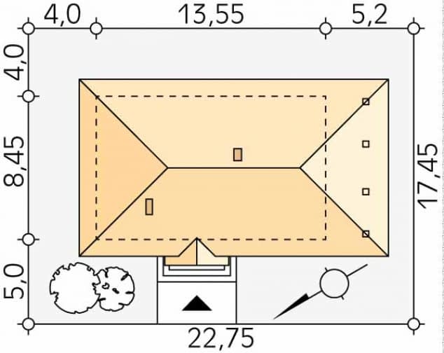 Rzut projektu Decyma 3 (CE) - Usytuowanie na działce