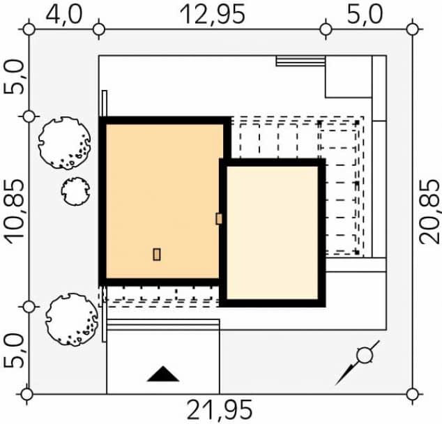Rzut projektu Amika (CE) - Usytuowanie na działce