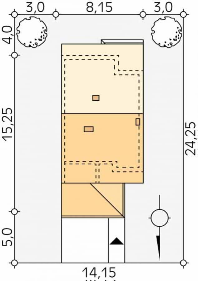 Rzut projektu Limba W2 (CE) - Usytuowanie na działce