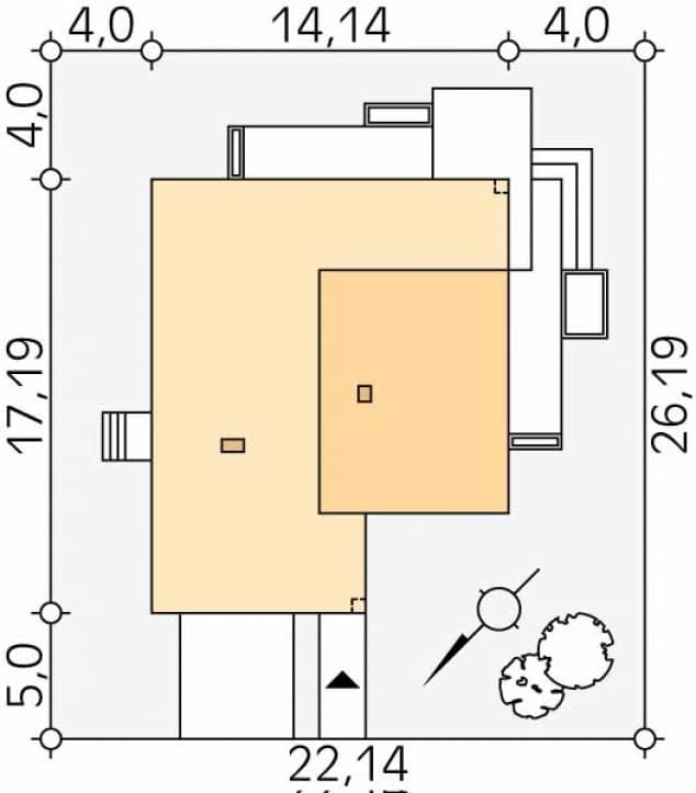Rzut projektu Alibi (KO) - Usytuowanie na działce