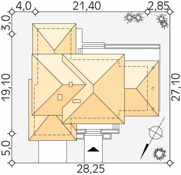 Rzut projektu Bursztyn 2 (PH) - Usytuowanie na działce