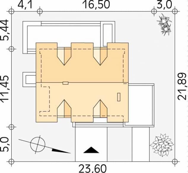 Rzut projektu Kwarc (CE) - Usytuowanie na działce
