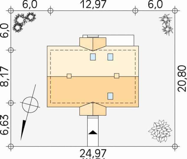 Rzut projektu Szpak dr-S (DR-S) - Usytuowanie na działce