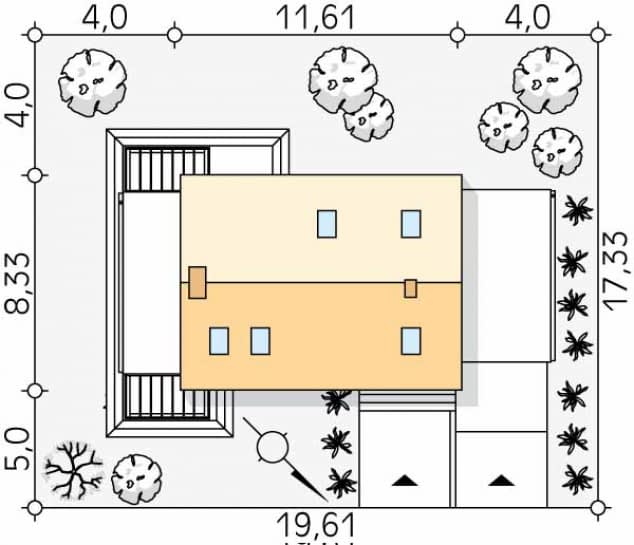 Rzut projektu Weranda 3 (CE) - Usytuowanie na działce