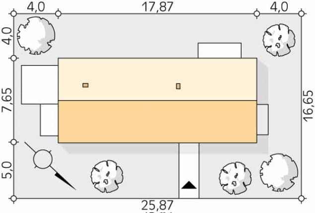 Rzut projektu Opuncja (CE) - Usytuowanie na działce