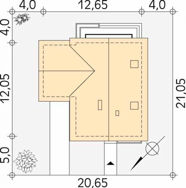 Rzut projektu Bluszcz (CE) - Usytuowanie na działce