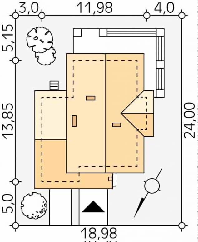 Rzut projektu Kobalt (CE) - Usytuowanie na działce