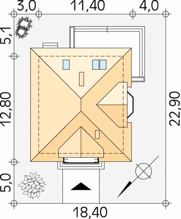 Rzut projektu Wilga 2 (CE) - Usytuowanie na działce