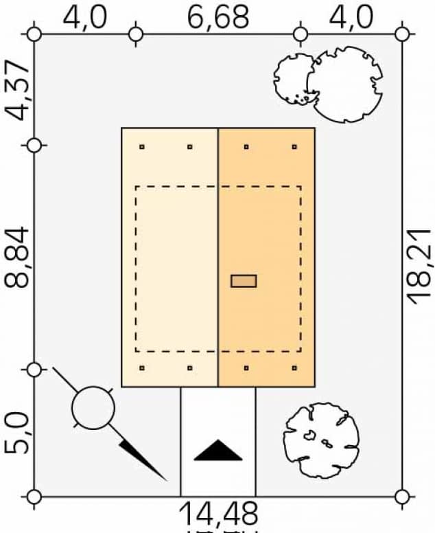 Rzut projektu Mikrus (KO) - Usytuowanie na działce
