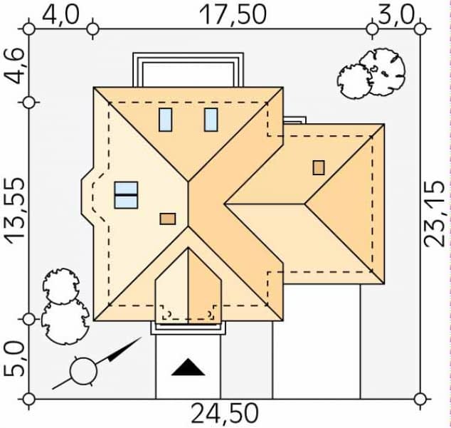 Rzut projektu Klon (CE) - Usytuowanie na działce
