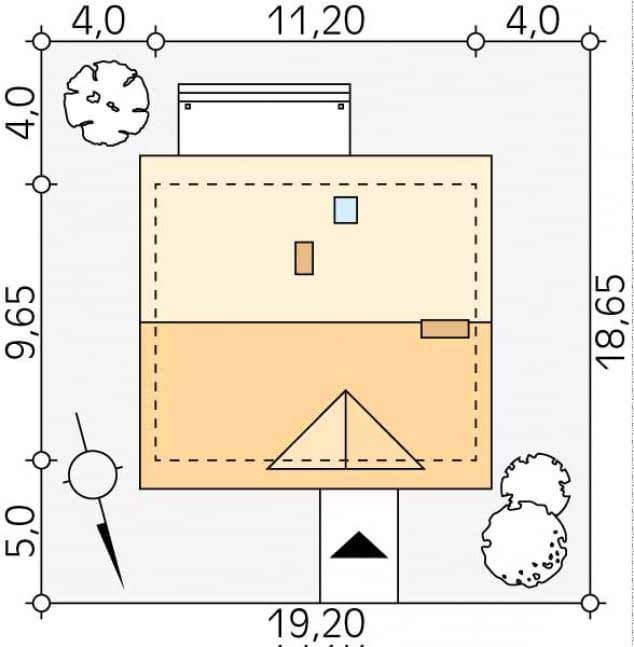 Rzut projektu Indygo 4 (CE) - Usytuowanie na działce
