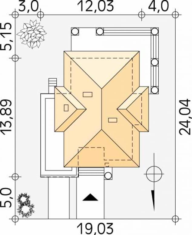 Rzut projektu Cyprys 3 (CE) - Usytuowanie na działce