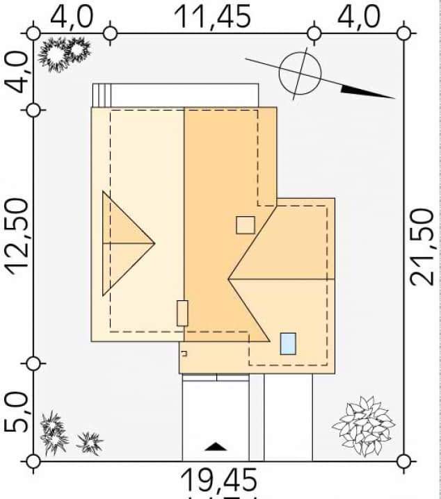 Rzut projektu Sopran 4 (SI) - Usytuowanie na działce
