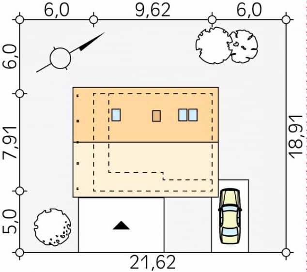 Rzut projektu Jaśmin dr-S (DR-S) - Usytuowanie na działce