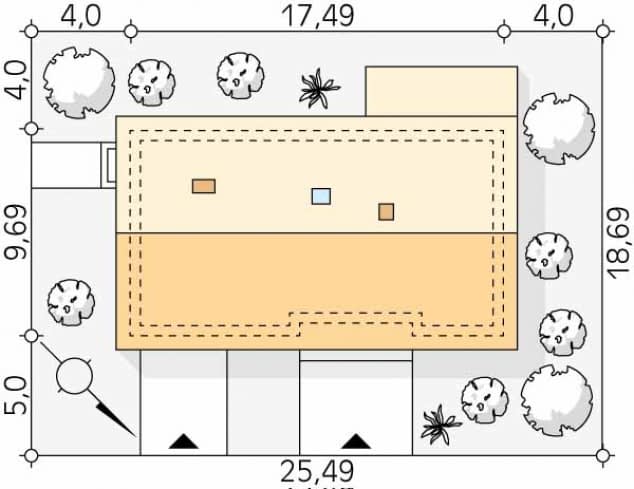 Rzut projektu Awokado 3 (CE) - Usytuowanie na działce