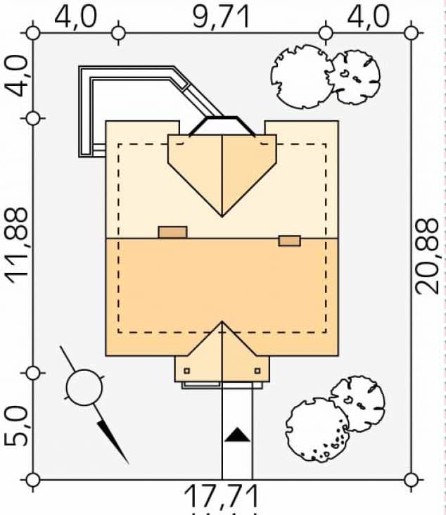 Rzut projektu Pliszka 2 dr-T (DR-T) - Usytuowanie na działce