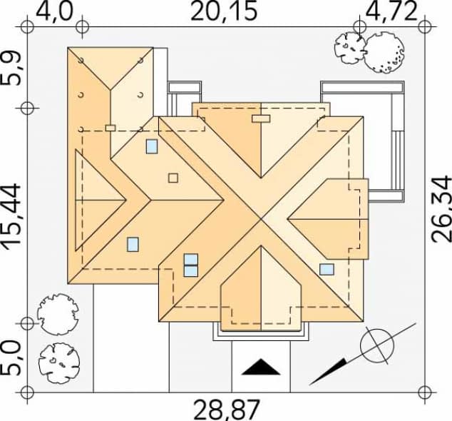 Rzut projektu Artemida (CE) - Usytuowanie na działce