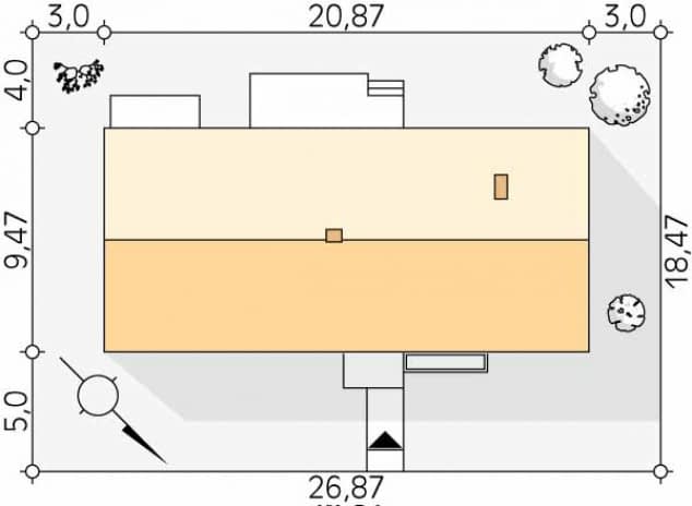 Rzut projektu Jemioła 5 (CE) - Usytuowanie na działce