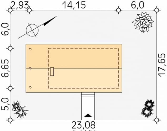 Rzut projektu Traper bal (BAL) - Usytuowanie na działce