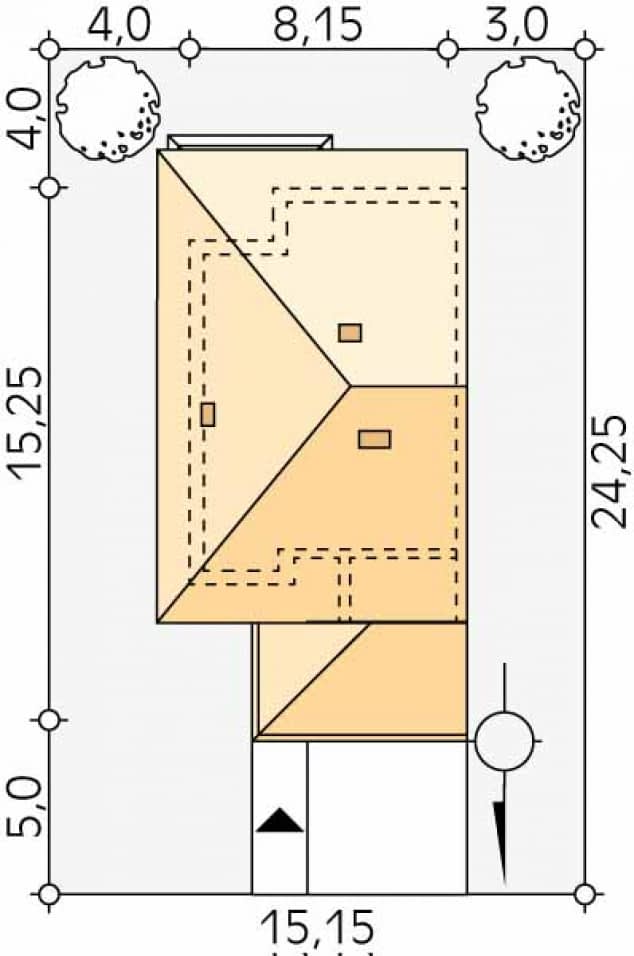 Rzut projektu Limba W (CE) - Usytuowanie na działce