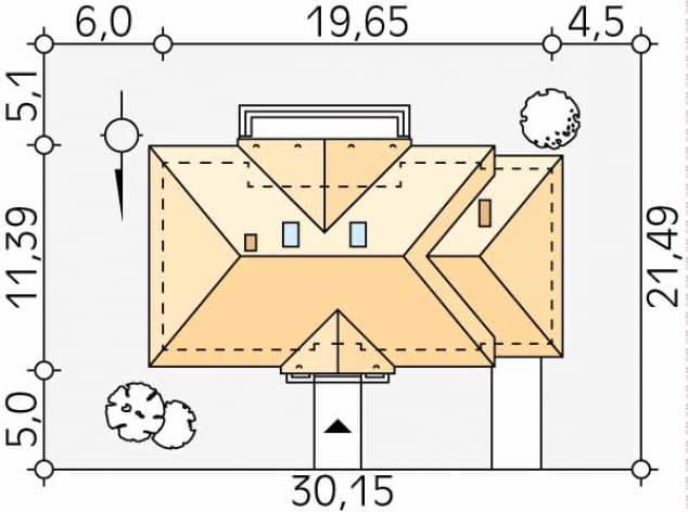 Rzut projektu Borówka 4 bal (BAL) - Usytuowanie na działce