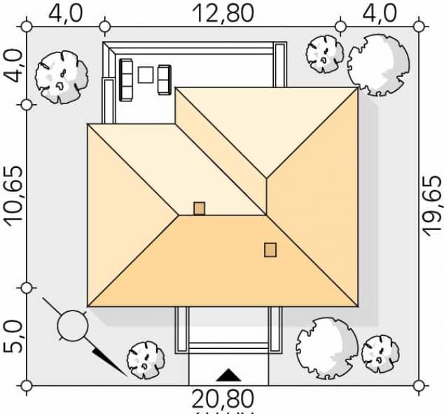 Rzut projektu Aruba 2 (SI) - Usytuowanie na działce