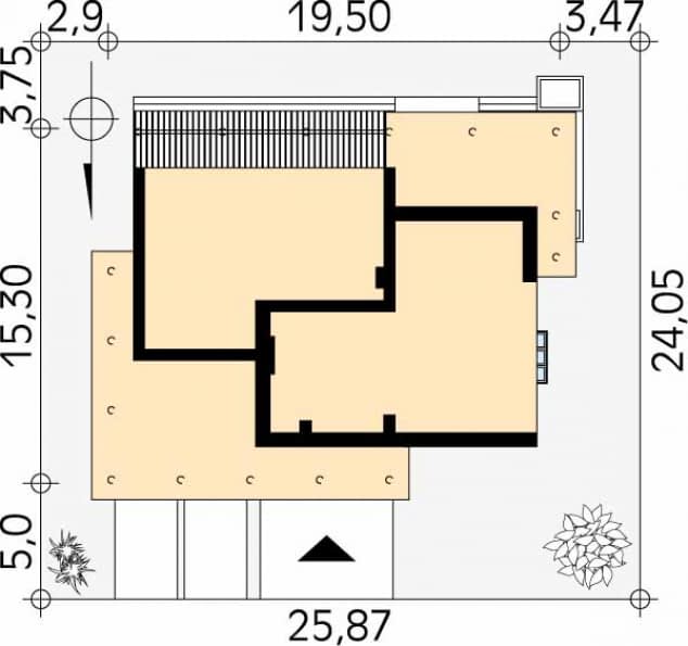 Rzut projektu Szkwał 2 (CE) - Usytuowanie na działce