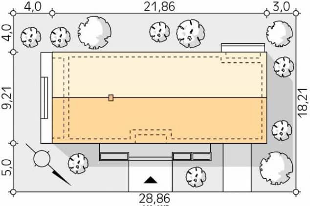 Rzut projektu Jemioła 9 (Y) - Usytuowanie na działce