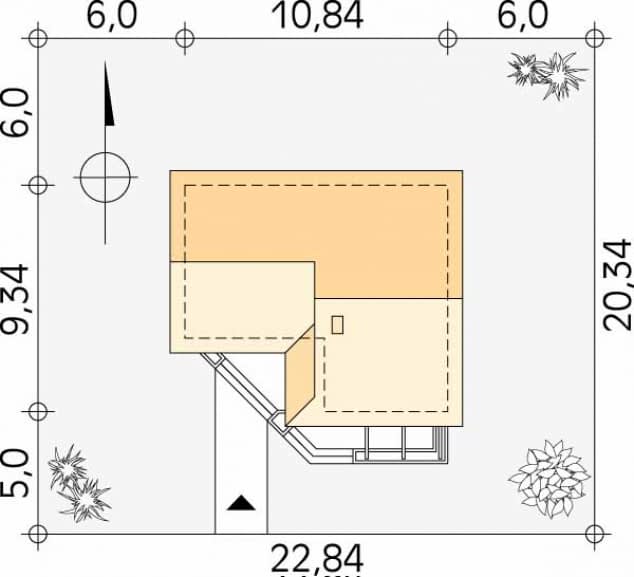 Rzut projektu Szyper 4 dr-S (DR-S) - Usytuowanie na działce