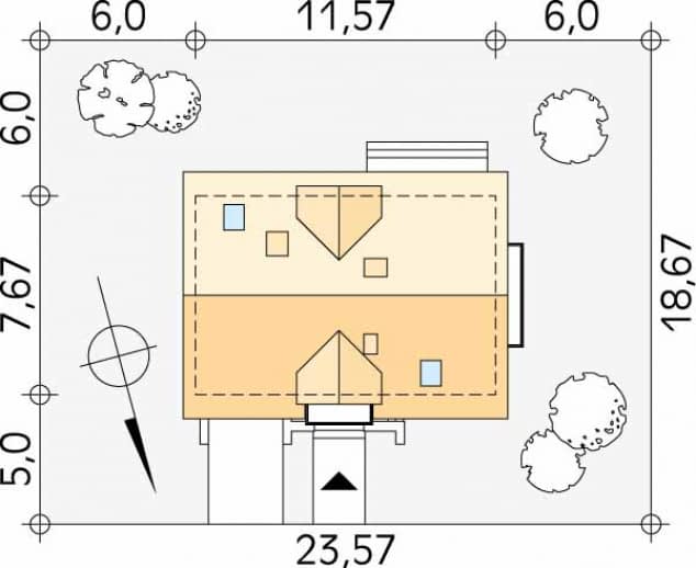 Rzut projektu Bielik dr-S (DR-S) - Usytuowanie na działce