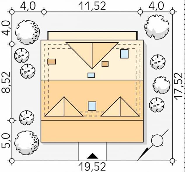Rzut projektu Puszek 2 dr-T (DR-T) - Usytuowanie na działce