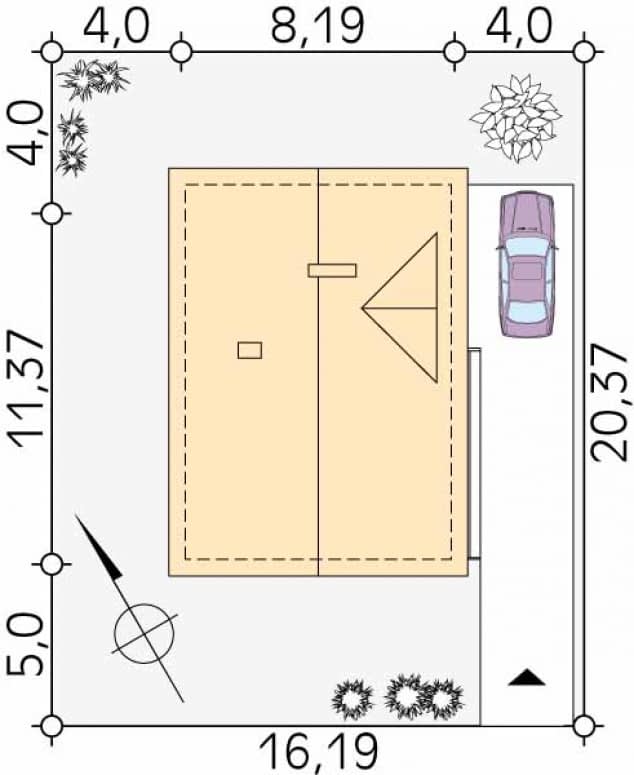 Rzut projektu Takt 4 (Y) - Usytuowanie na działce