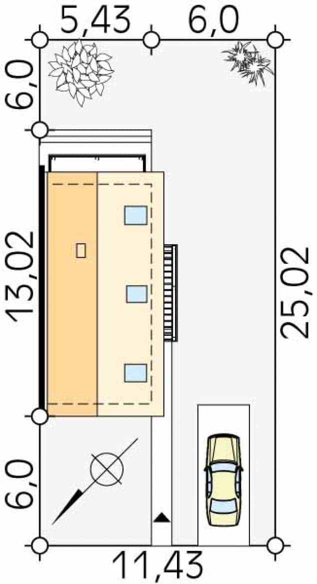 Rzut projektu Miś dr-ST (DR-ST) - Usytuowanie na działce