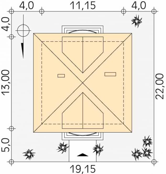 Rzut projektu Brawo (Y) - Usytuowanie na działce
