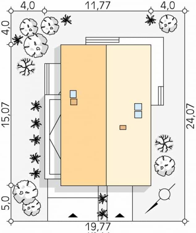 Rzut projektu Marcepan (CE) - Usytuowanie na działce