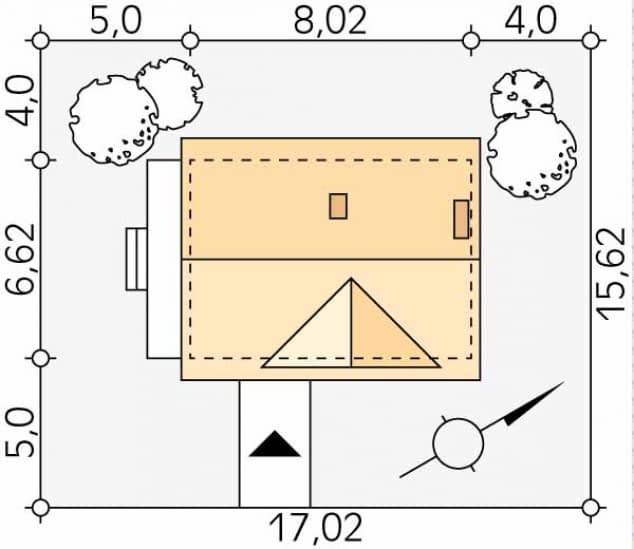 Rzut projektu Poziomka 3 dr-T (DR-T) - Usytuowanie na działce