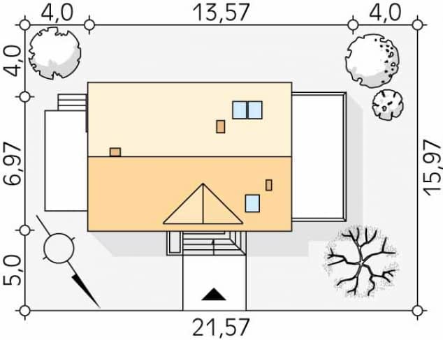 Rzut projektu Bez 2 (KO) - Usytuowanie na działce