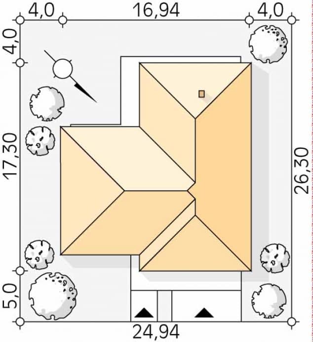 Rzut projektu Ares (PH) - Usytuowanie na działce