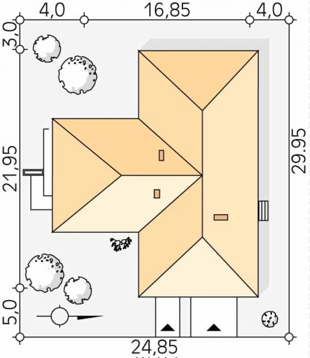 Rzut projektu Aksamit 8 (CE) - Usytuowanie na działce