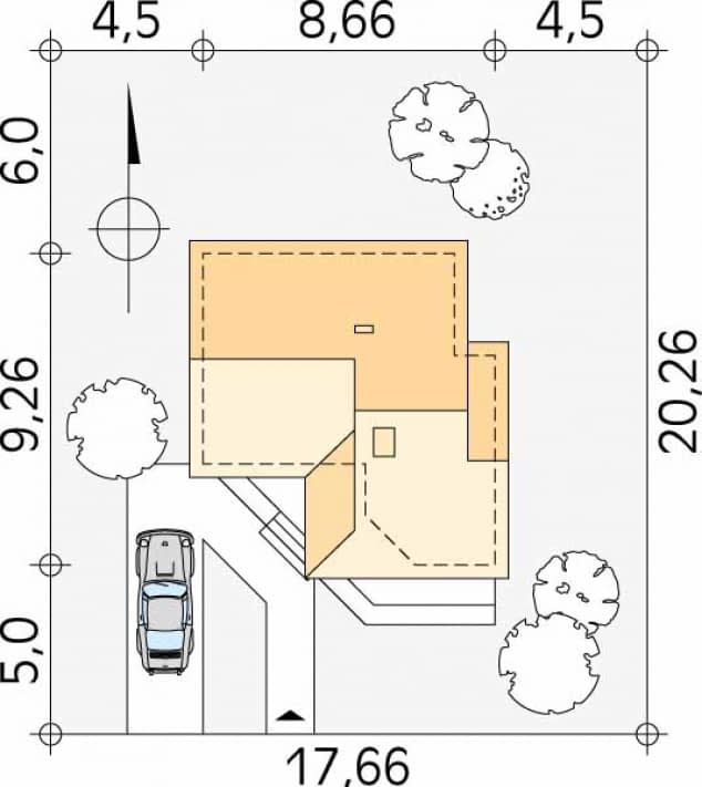 Rzut projektu Szyper 6 dr-S (DR-S) - Usytuowanie na działce