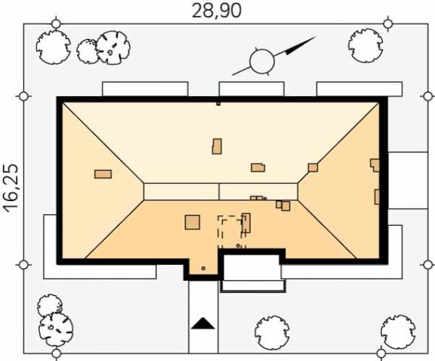 Rzut projektu Saturn (CE) - Usytuowanie na działce