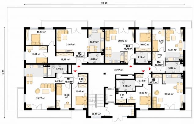 Rzut projektu Saturn (CE) - parter