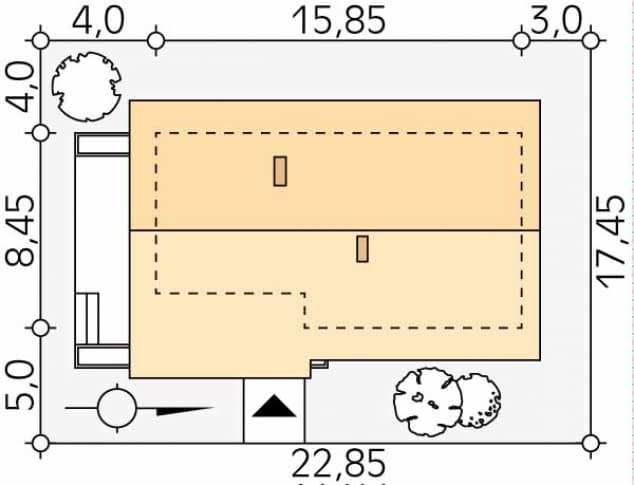 Rzut projektu Heban (CE) - Usytuowanie na działce