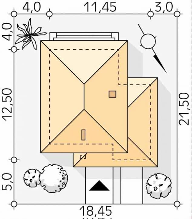 Rzut projektu Karmazyn (CE) - Usytuowanie na działce