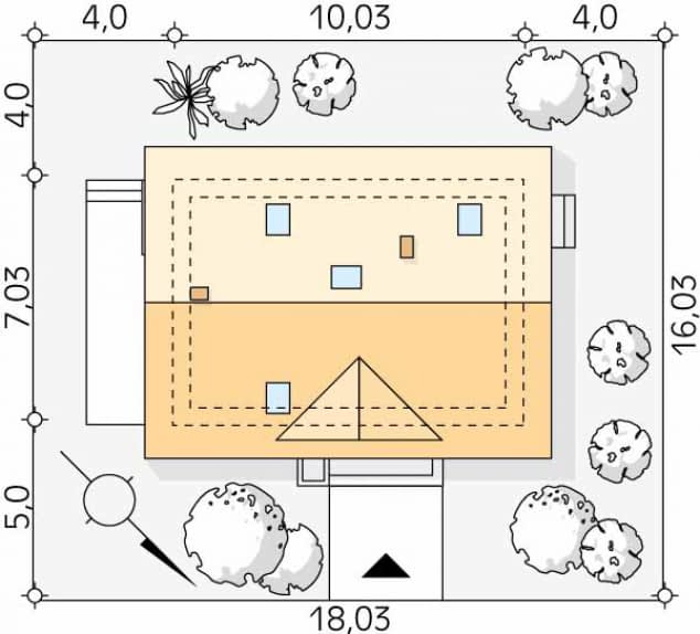Rzut projektu Gucio (PH) - Usytuowanie na działce