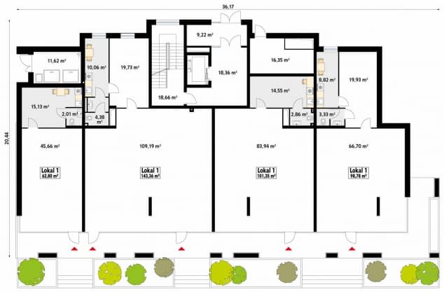 Rzut projektu Kameralny (SL) - parter
