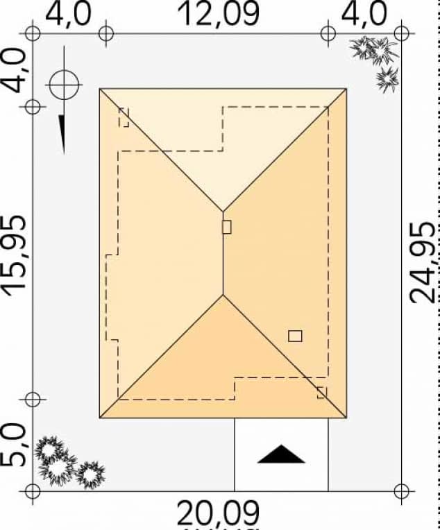 Rzut projektu Aster (CE) - Usytuowanie na działce