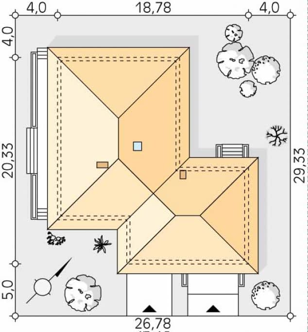 Rzut projektu Optima (CE) - Usytuowanie na działce